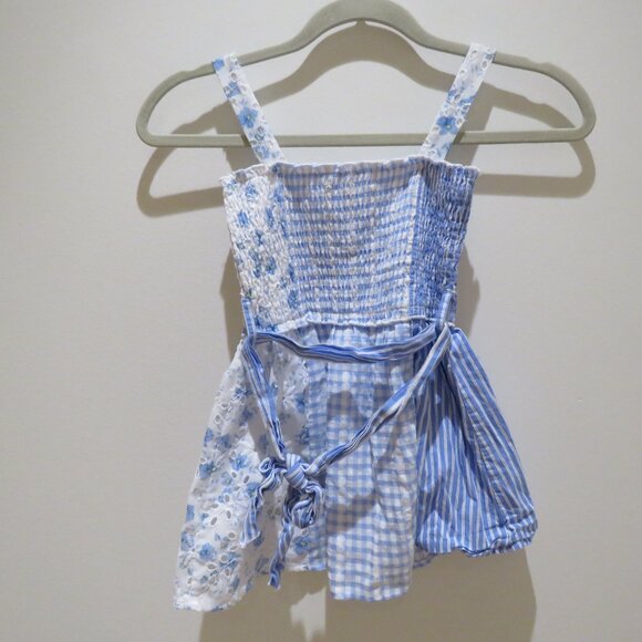 HANNAH BANANA Mixed Print Smocked Dress in Blue Gingham Floral Trad Pretty - Picture 10 of 14